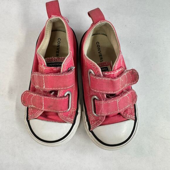 CONVERSE SHOES LITTLE KIDS 6C CHUCK TAYLOR ALL STAR HOOK AND LOOP OX PINK - Picture 9 of 9